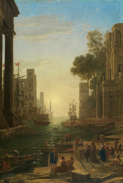 Landschaft mit der Einschiffung der hl. Paula Romana in Ostia von Claude Lorrain